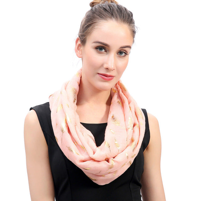 Magic Gold Feather Women's Infinity Loop Scarf