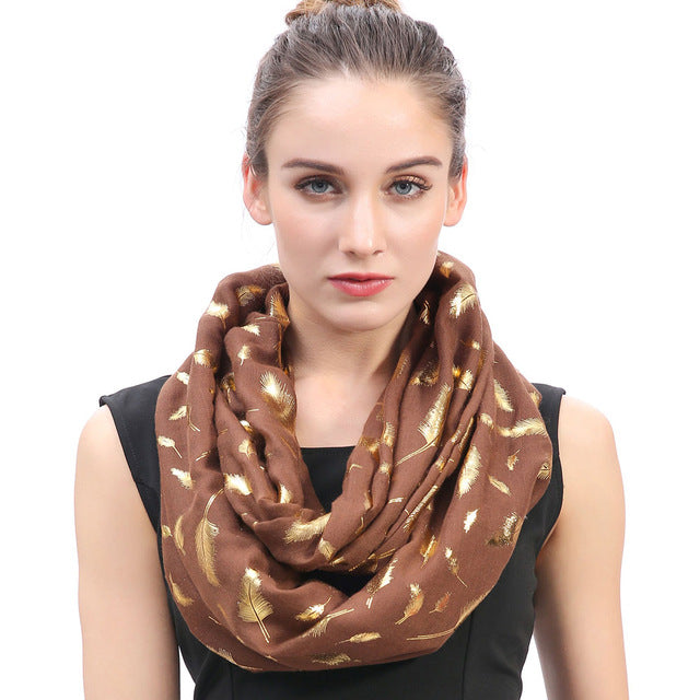 Magic Gold Feather Women's Infinity Loop Scarf