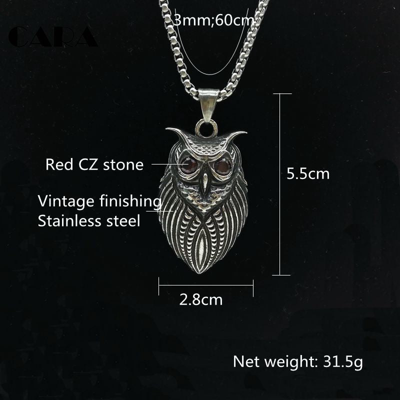Red crystal eyes night owl necklace - aleph-zero