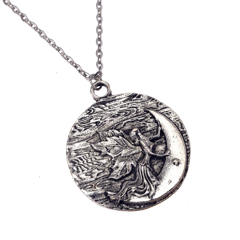 Round Mother Fairy Angel Goddess Pendant Necklace