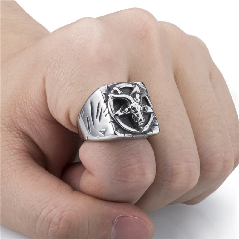 Baphomet Pentagram Devil Ring