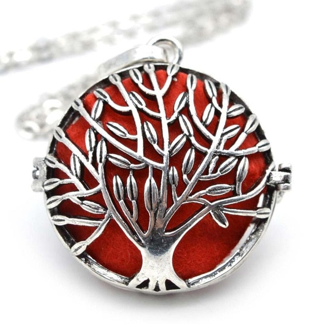 Tree of life Bronze Lava Diffuser Locket Necklace