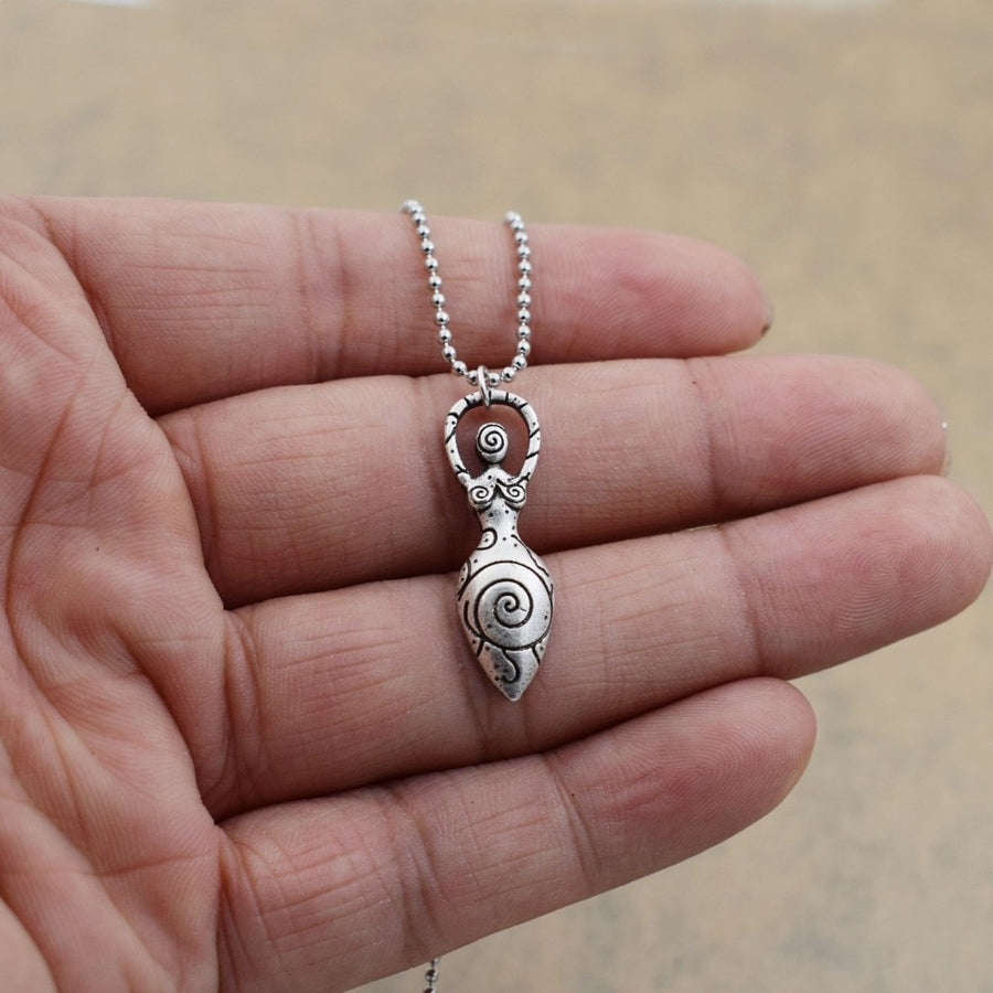 Spiral goddess pendant necklace