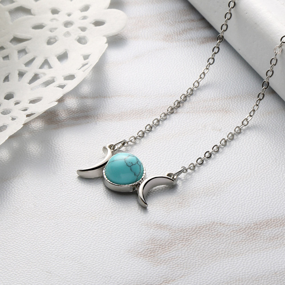 Crescent Moon Natural Stone Necklace