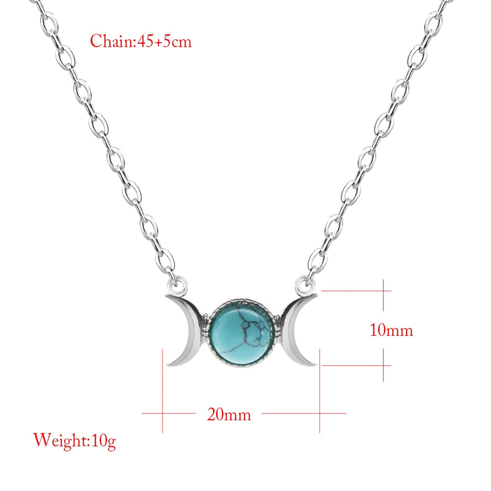 Crescent Moon Natural Stone Necklace