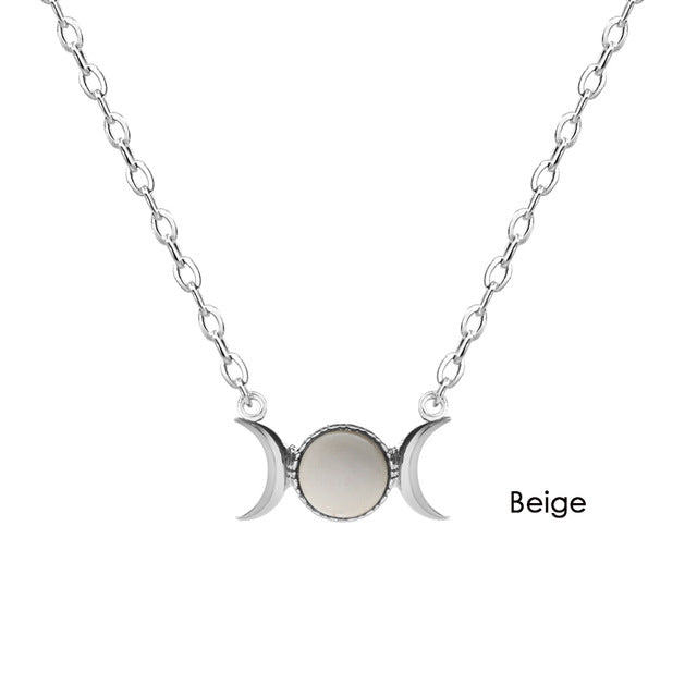 Crescent Moon Natural Stone Necklace