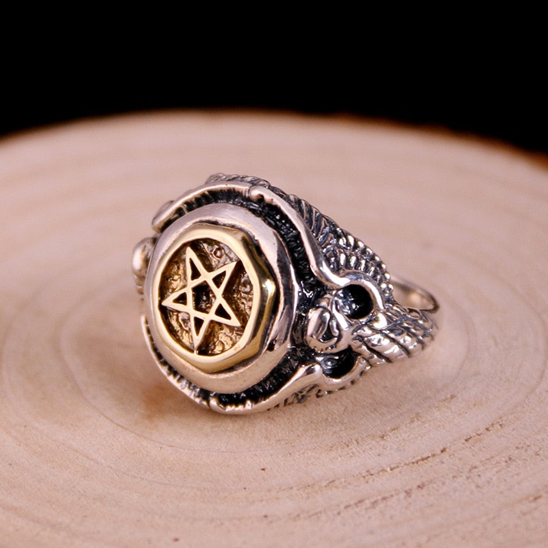 Eye of God handmade Pentagram Silver Ring