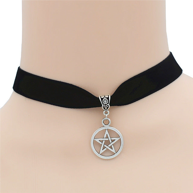 Wicca Pentacle Pentagram Pendant Choker