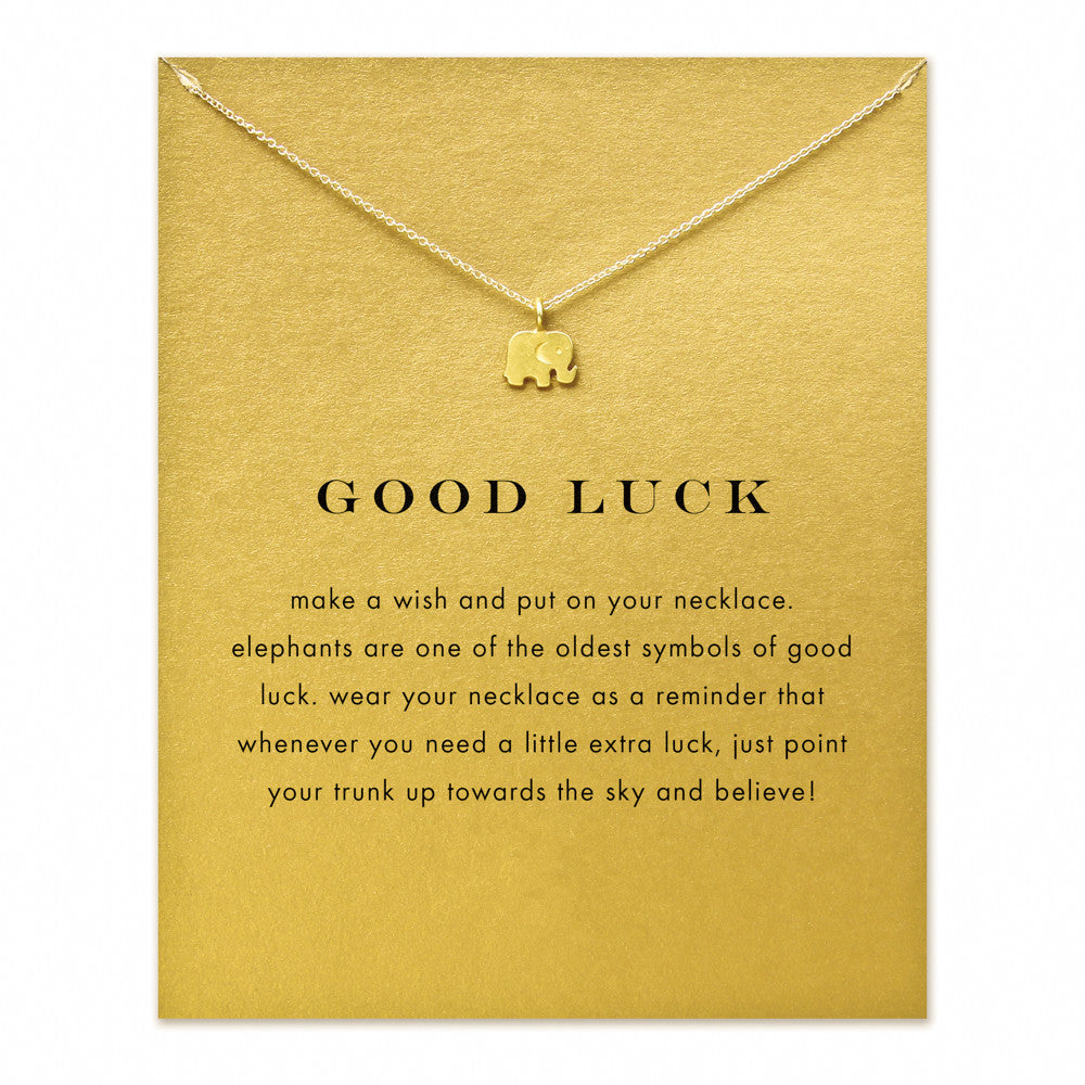 Good luck elephant pendant necklace, gold plated clavicle chains - aleph-zero