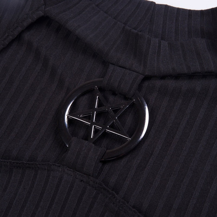 Satanic Sexy Pentagram Navel T Shirt