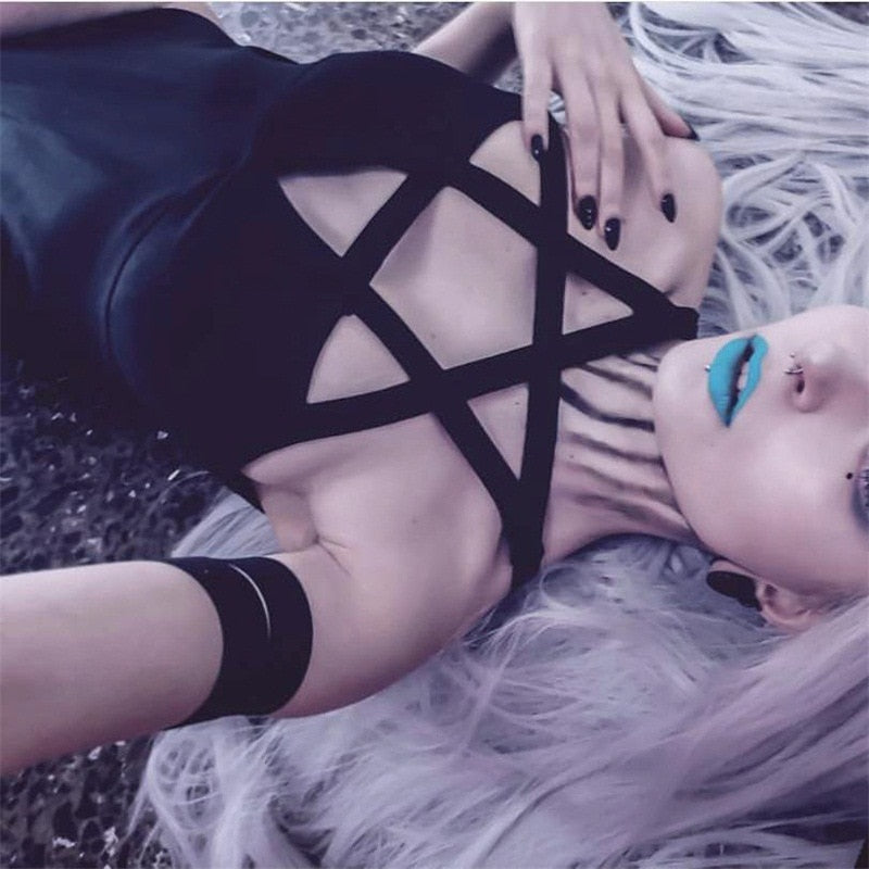Gothic Pentagram Bodysuit Bandage