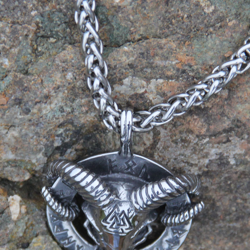 Goat valknut pendant necklace