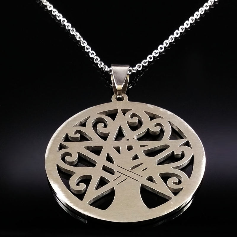 Wicca Tree of Life Pentagram  Necklace