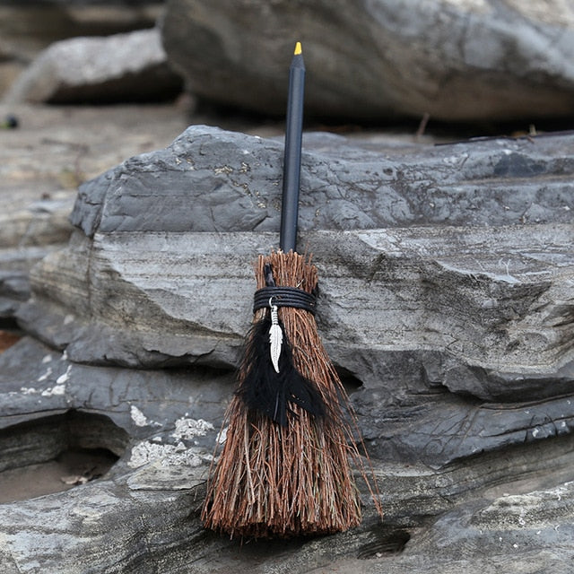 Witches Wicca Pencil Broom Necklace