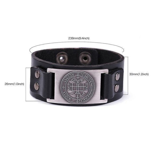 Slavic Kolovrat Black Wide Leather Wristband