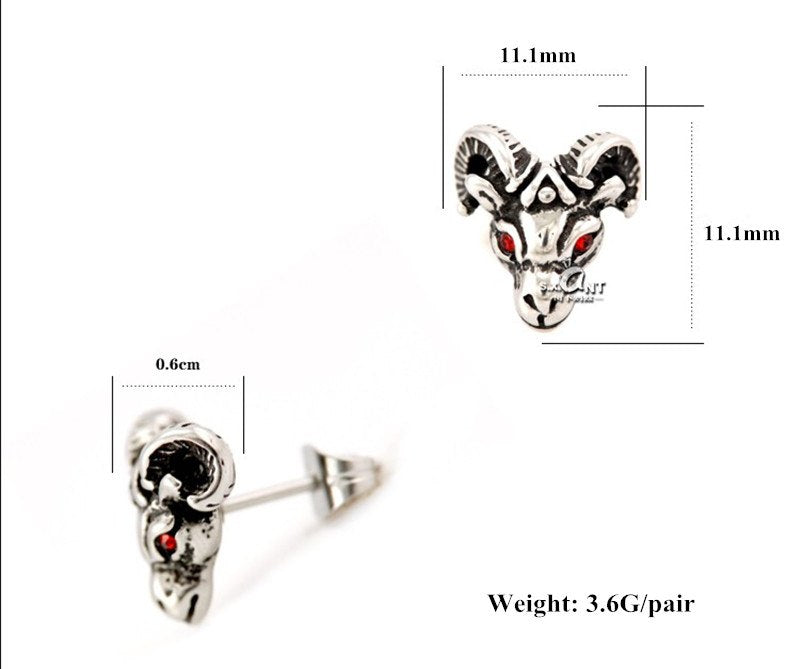 Goat head titanium steel earrings