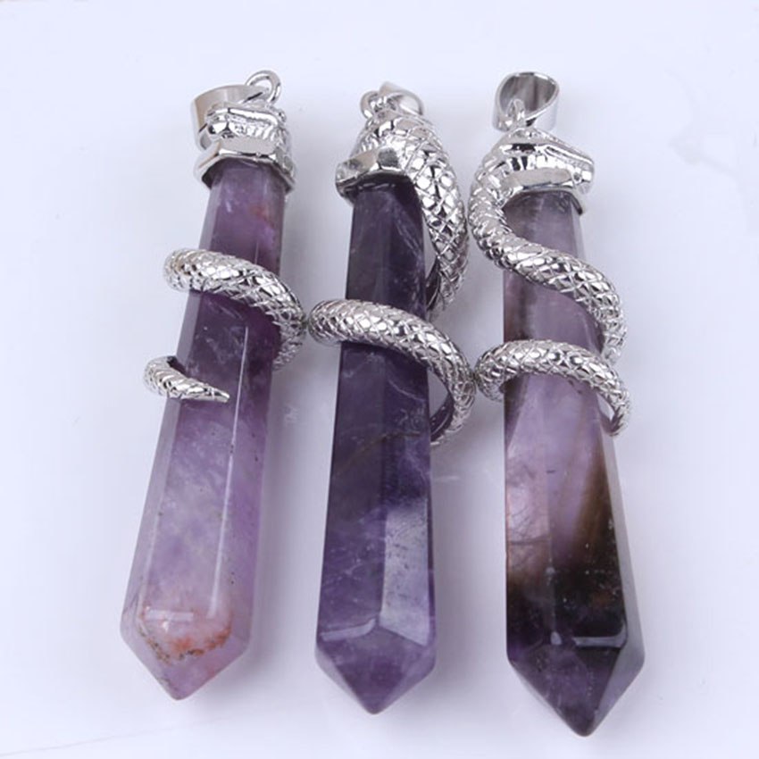 Natural Amethysts Snake Necklace