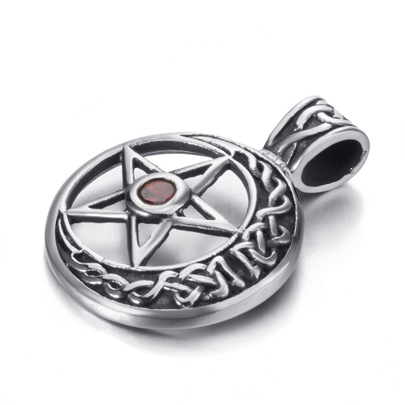 The Celtic Pentagram Red Stone Necklace
