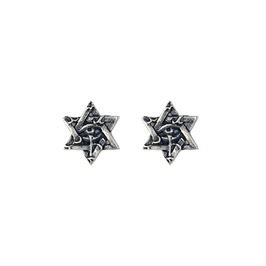 The Eye of Horus Hexagram Silver Stud Earrings