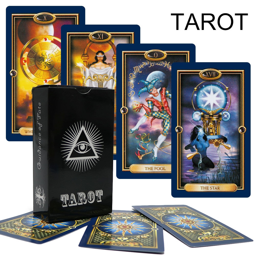 Mysterious gold Tarot cards deck