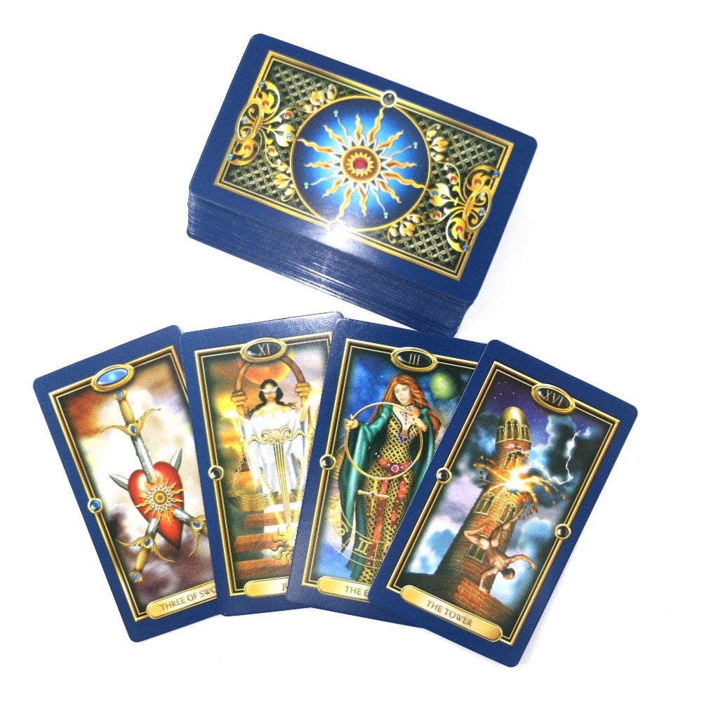 Mysterious gold Tarot cards deck