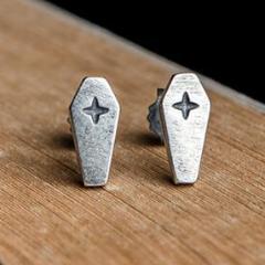 Punk Coffin Silver Stud Earrings